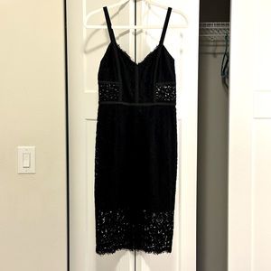 Express Midi Black Lace Cutout Dress